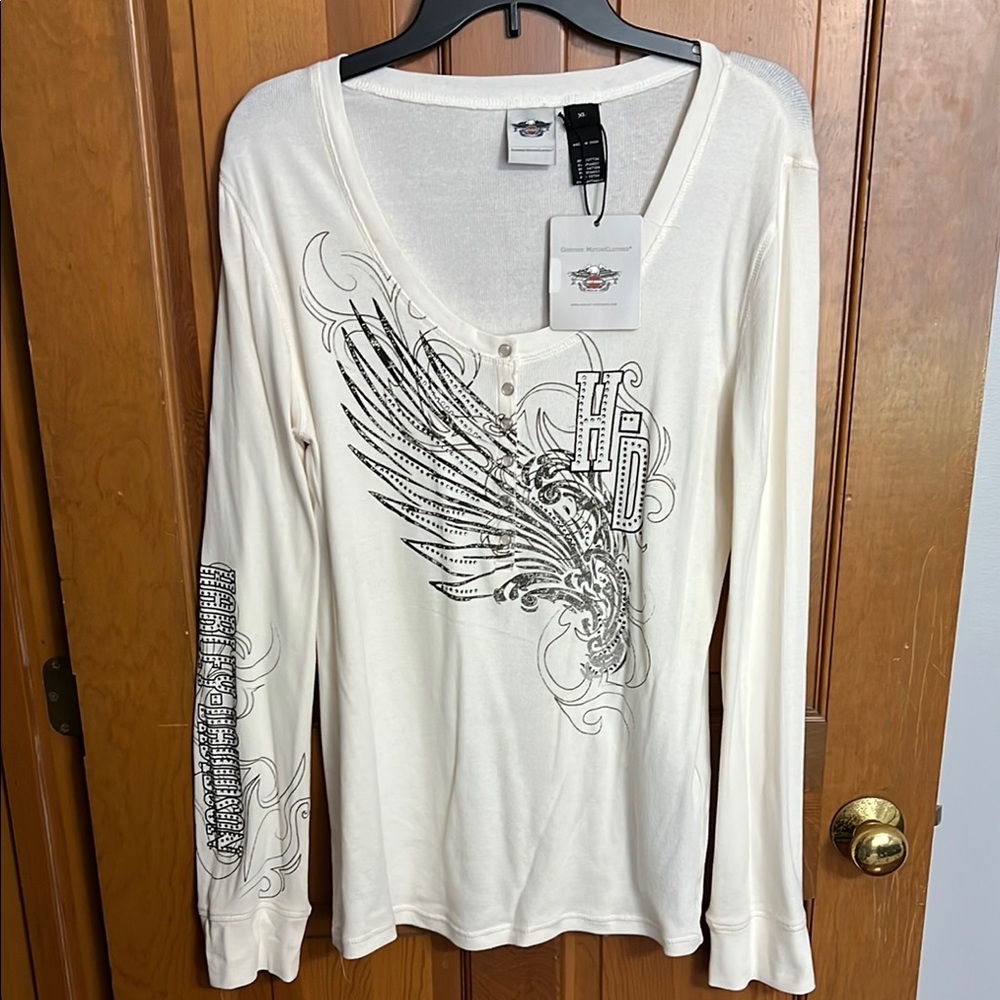Harley-Davidson Cream Graphic Long Sleeve Tee